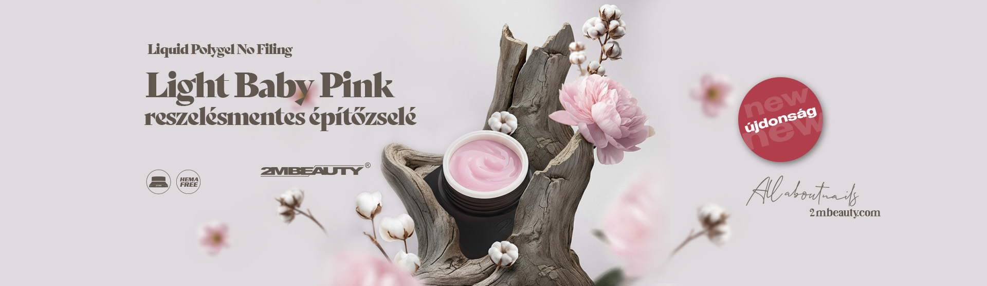 Liquid Polygel No Filing - Light Baby Pink - HEMA Mentes Reszelésmentes Építőzselé