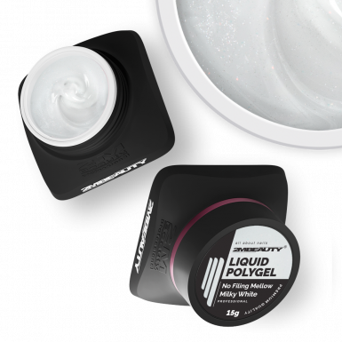 Liquid Polygel No Filing - Mellow Milky White - HEMA & TPO Mentes Reszelésmentes Építőzselé