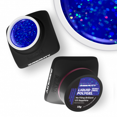 Liquid Polygel No Filing - Brilliant - 03 Sapphire - HEMA Mentes Reszelésmentes Építőzselé