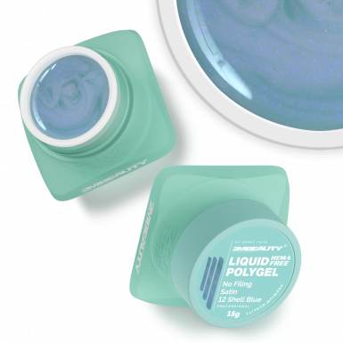 Liquid Polygel No Filing - Satin - 12 Shell Blue - HEMA Mentes Reszelésmentes Építőzselé