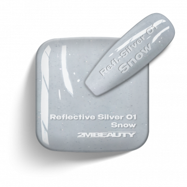 Liquid Polygel BIAB - Reflective Silver 01 - Snow - HEMA Mentes Ecsetes Építőzselé
