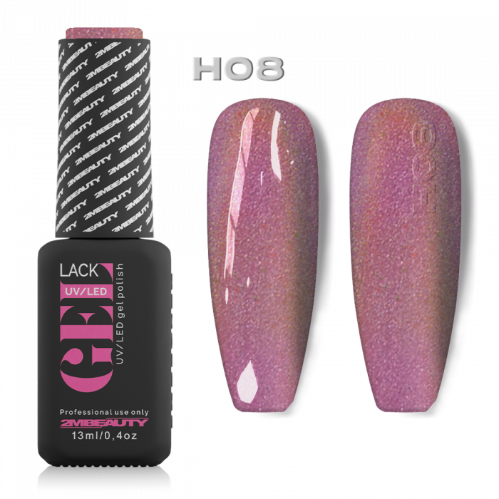 Gel Lack - HOLO 08: Mikrocsillámos, hologramos lilás rózsaszínű gél lakk....