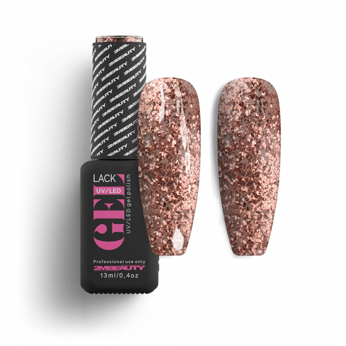 Gel Lack - Csillámos G04: Rose gold színű extra csillámos lakkzselé....