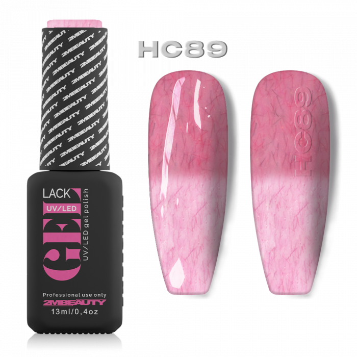 Gel lack - Hőre változó HC89:
 
Rózsaszín, díszítő szálakkal kevert 2MBEAUTY Hot&Col...