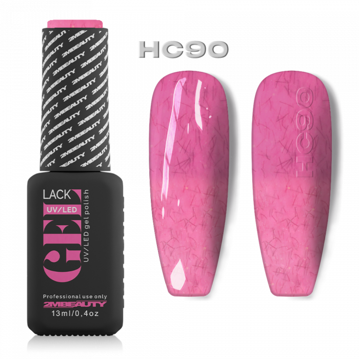 Gel lack - Hőre változó HC90:
 
Pink, díszítő szálakkal kevert 2MBEAUTY Hot&Cold gél ...