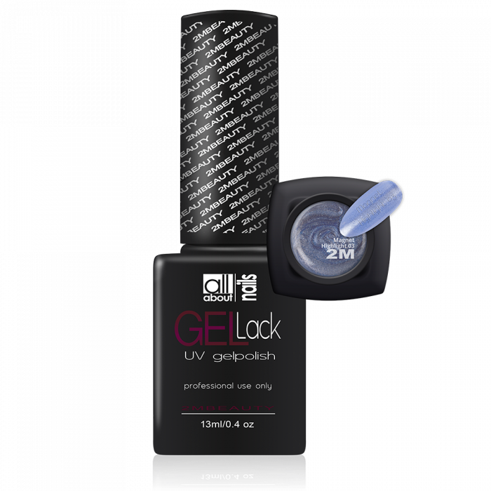 Gel Lack - Magnet Highlight 04:
Üveghatású bíborkék színű gél lack.
Kötési ideje UV lámp...