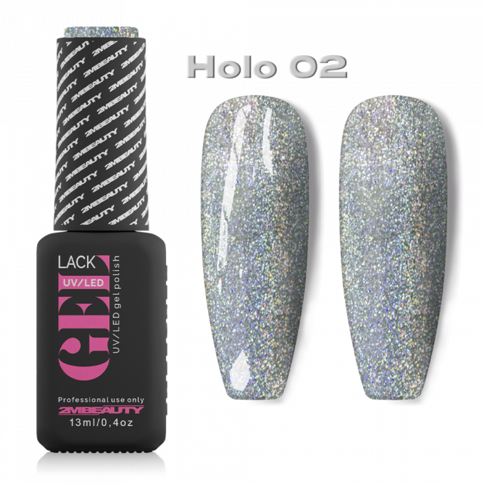 Gel Lack - All in Holo 02:
Egyfázisú, tompa jégkék, hologramos gél lakk, mely alap és fedő n...