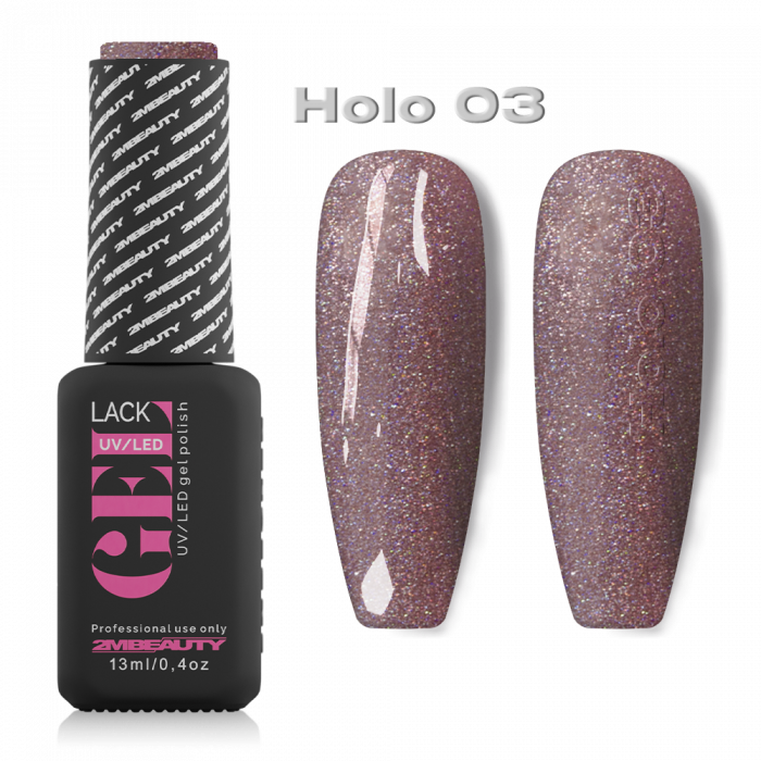 Gel Lack - All In Holo 03:
Egyfázisú, füge színű, hologramos gél lakk, mely alap és fedő n...