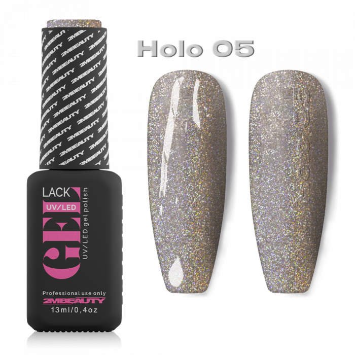 Gel Lack - All in Holo 05:
Egyfázisú, capuccino színű, hologramos gél lakk, mely alap és fed...