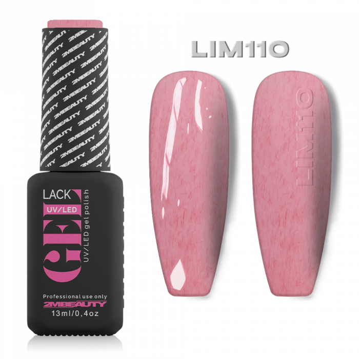Gel Lack - Díszítőszálas LIM110:
 
Rózsaszín, színes díszítő szálakkal kevert lakkzsel...