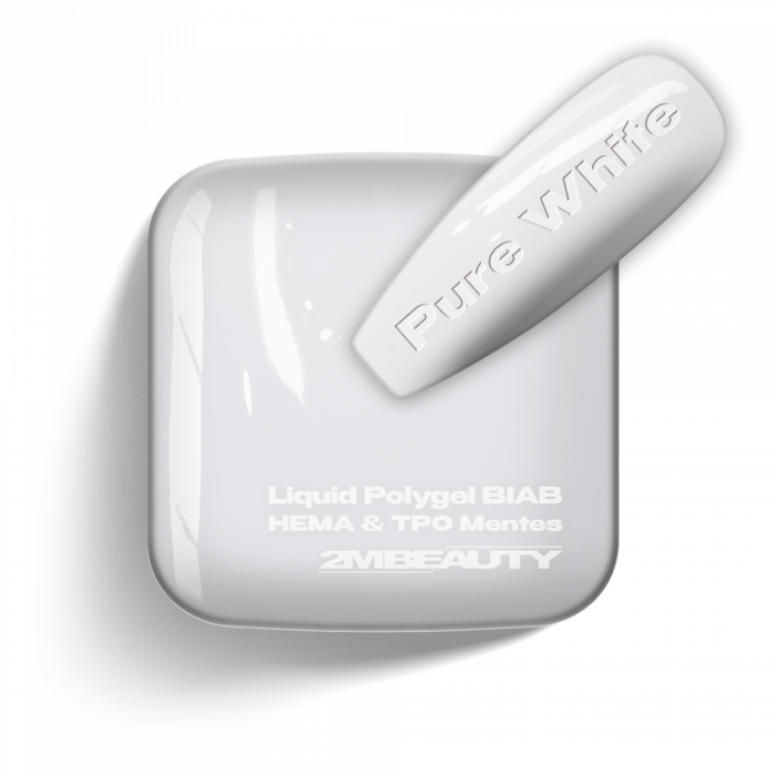 Liquid Polygel BIAB Pure White - HEMA & TPO Mentes Ecsetes Építőzselé