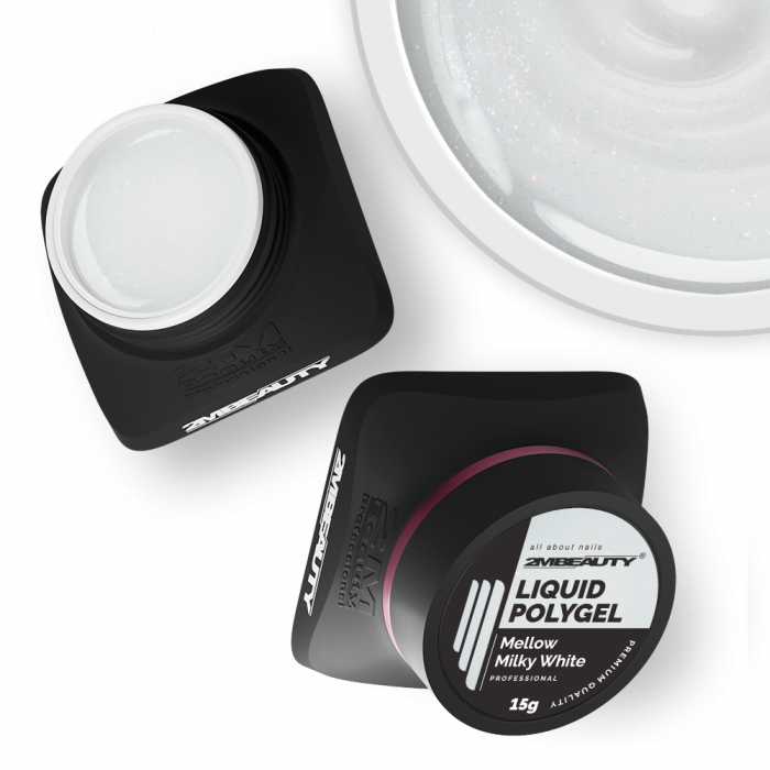 Liquid Polygel - Mellow Milky White - HEMA & TPO Mentes Építőzselé