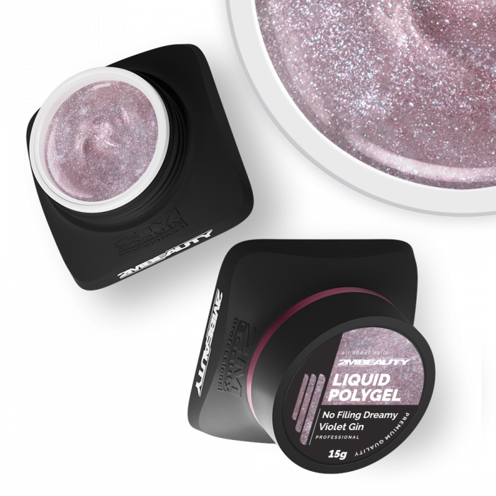 Liquid Polygel No Filing - Dreamy Violet Gin - HEMA & TPO Mentes Reszelésmentes Építőzselé