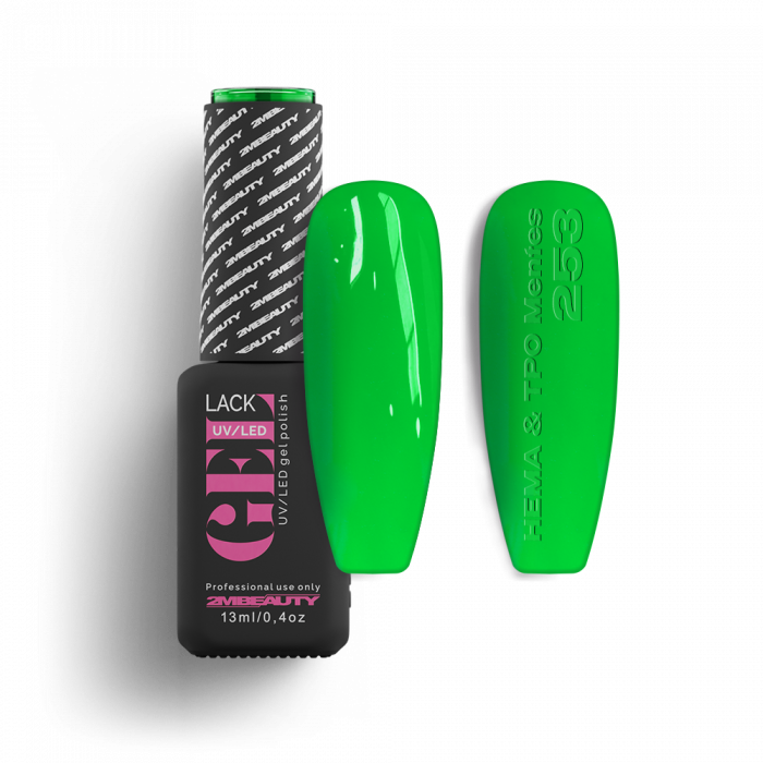 Gel Lack - HEMA & TPO Mentes 253 - Neon Gel Lack - HEMA & TPO Mentes 253 - Neon:
Élénk nyári zöld árnyalatú, krémes lakkzse...