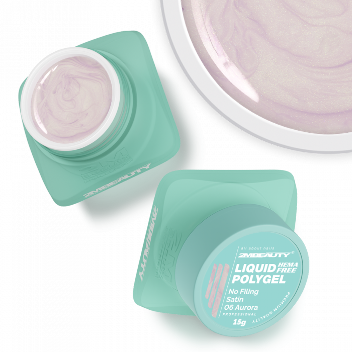 Liquid Polygel No Filing - Satin - 06 Aurora - HEMA Mentes Reszelésmentes Építőzselé