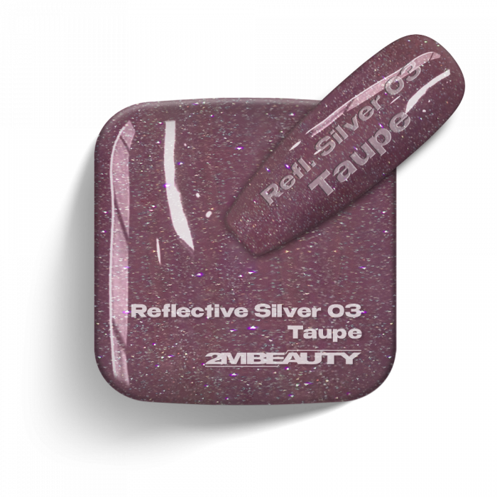 Liquid Polygel BIAB - Reflective Silver 03 - Taupe - HEMA Mentes Ecsetes Építőzselé