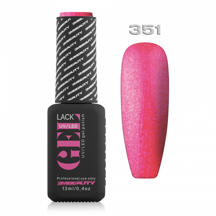 Gel Lack - Neon 351:
Áttetsző, neon narancsos-pink színű lakkzselé, apró, kék csillámokkal ...
