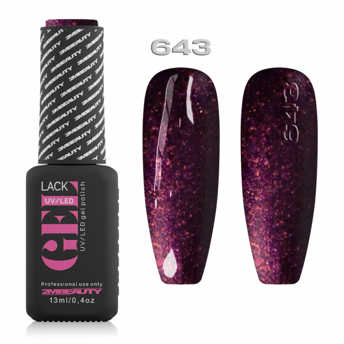 Gel lack - Csillámos 643:
Fekete lakkzselé, egy kis pink selyemporral keverve....