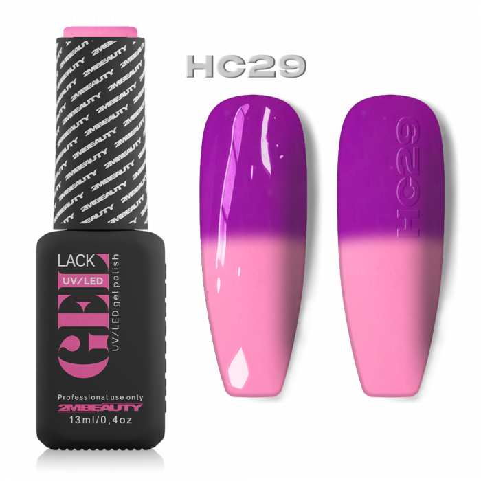 Gel lack - Hőre változó HC29: Hideg állapotában lila, a meleg hatására pedig rózsaszínre v...