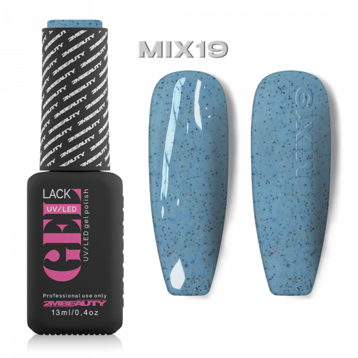 Gel lack - Mix 19: Kék alapon kék, arany flitterekkel, konfettivel teli gél lakk, mellyel igazán...