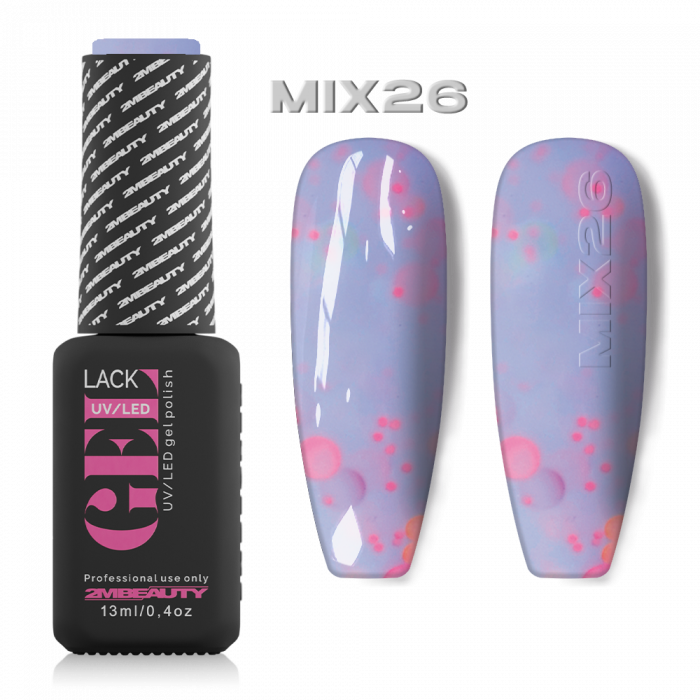 Gel lack - Mix Party 26: Lilás-kék alapon színes flitterekkel, konfettivel teli gél lakk, mellye...