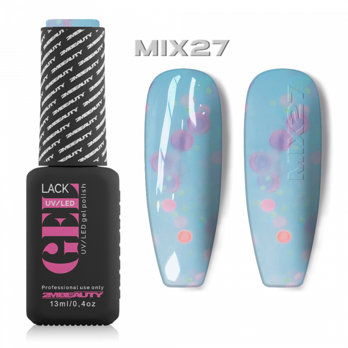 Gel lack - Mix Party 27: Kék alapon színes flitterekkel, konfettivel teli gél lakk, mellyel igaz...