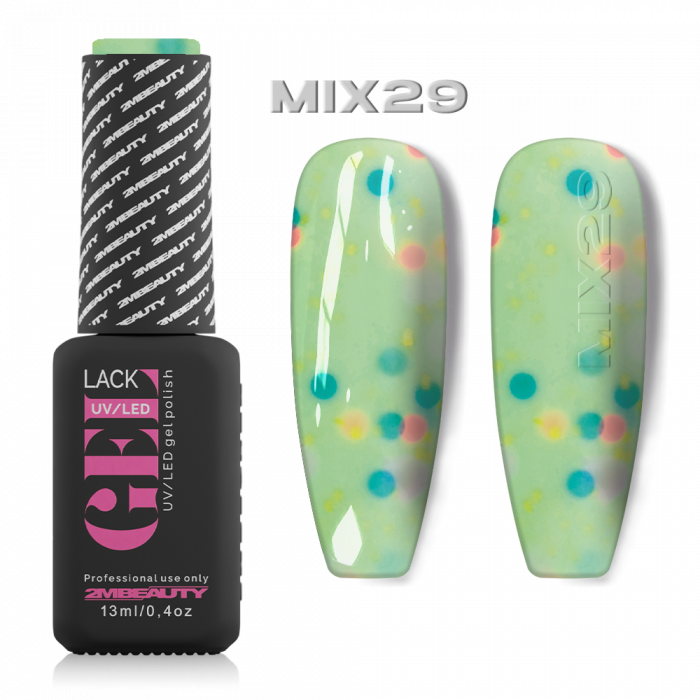 Gel lack - Mix Party 29: Zöld alapon színes flitterekkel, konfettivel teli gél lakk, mellyel igaz...