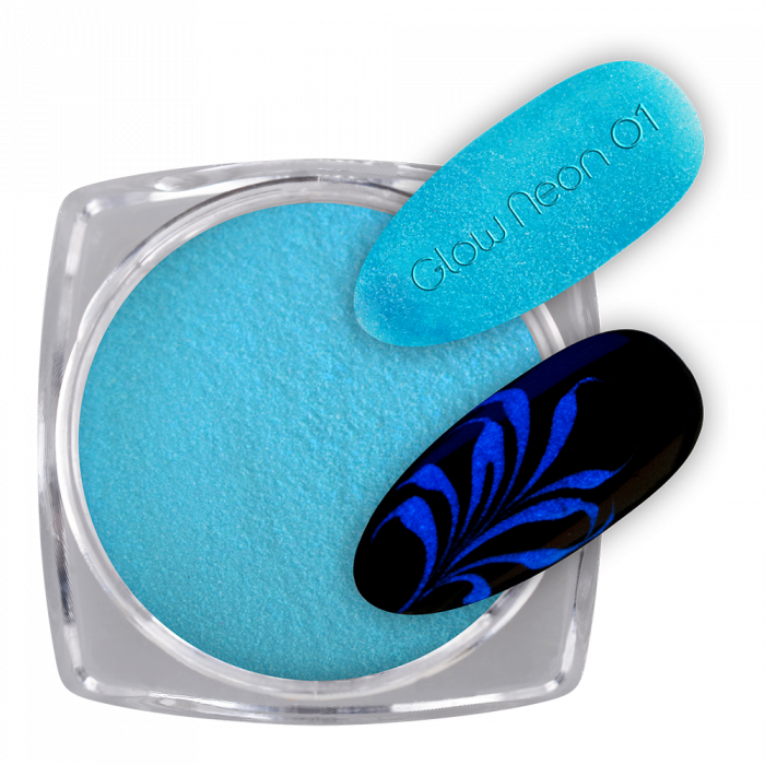 Pigmentpor Glow Neon 01:Neon kék pigment por, mely napfénnyel feltöltődve a sötétben színesen...