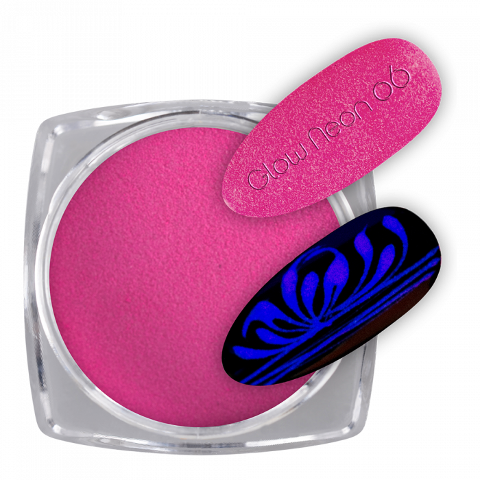 Pigmentpor Glow Neon 06:Neon pink pigment por, mely napfénnyel feltöltődve a sötétben színesen...