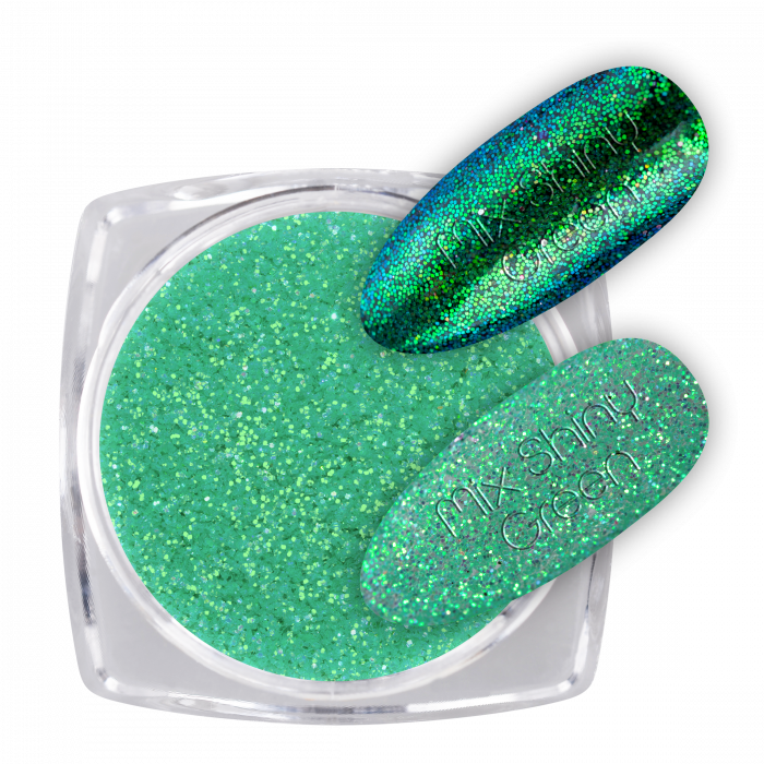 Glitter Mix Shiny Green:Ragyogó csillámporok, bátran használhatod körömlakkos géllakkos alapr...