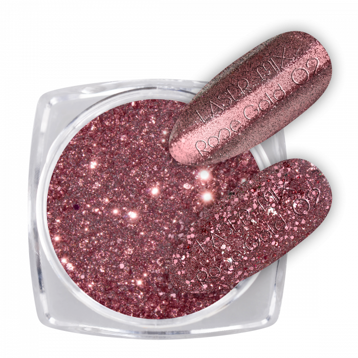 Glitter Laser Mix Rose Gold 02:Ragyogó csillámporok, bátran használhatod körömlakkos géllakko...