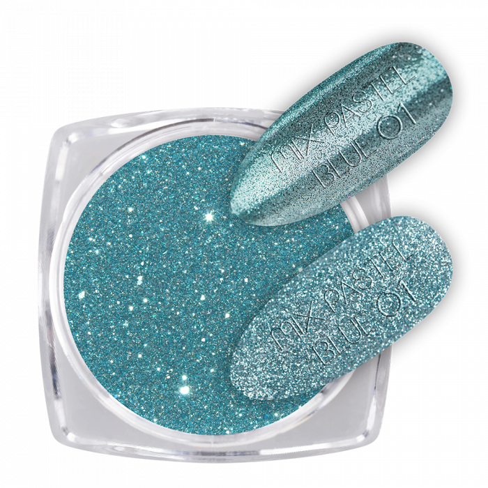 Glitter Mix Pastel Blue 01:Ragyogó csillámporok, bátran használhatod körömlakkos géllakkos al...