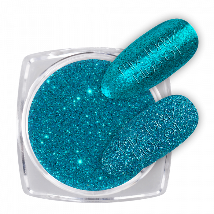 Glitter Mix Turquoise Blue 01:Ragyogó csillámporok, bátran használhatod körömlakkos géllakkos...