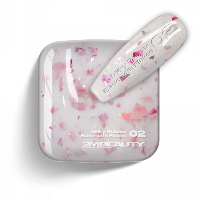 Gel Lack - Milky Rubber Base With Flakes 02 Gel Lack - Milky Rubber Base With Flakes 02:
Közepes sűrűségű, tejfehér alapozó Gel Lack...