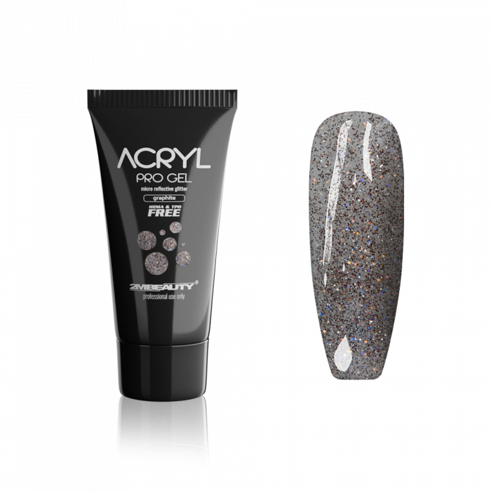 Acryl Pro Gel Micro Reflective Glitter Graphite - HEMA & TPO Mentes Akrilzselé:
Fényvisszaver...