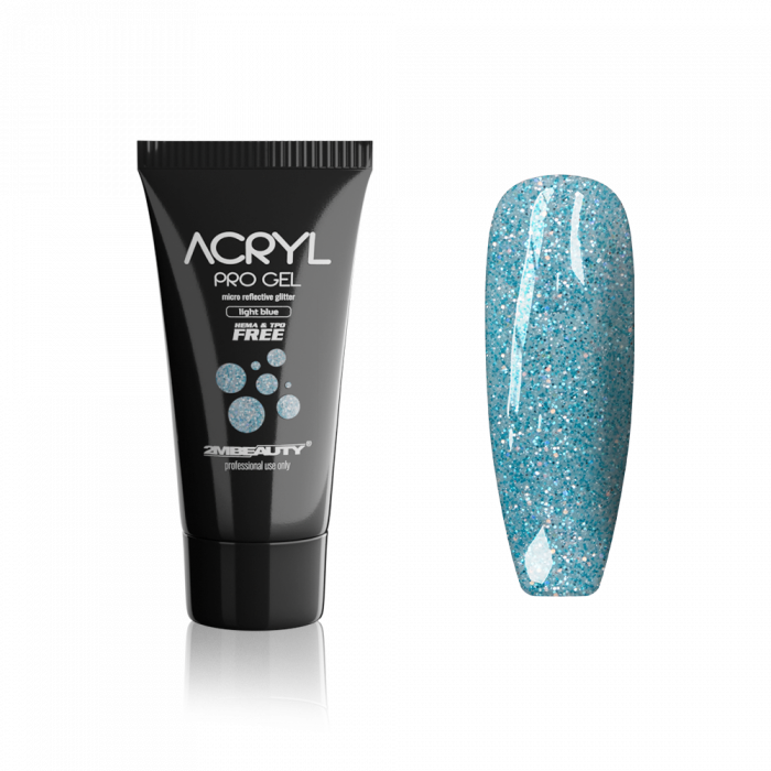 Acryl Pro Gel Micro Reflective Glitter Light Blue - HEMA & TPO Mentes Akrilzselé:
Fényvisszav...