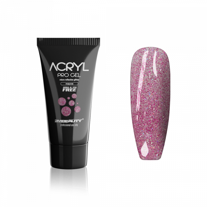 Acryl Pro Gel Micro Reflective Glitter Mauve - HEMA & TPO Mentes Akrilzselé:
Fényvisszaverő ...