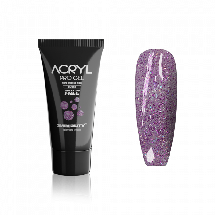 Acryl Pro Gel Micro Reflective Glitter Purple - HEMA & TPO Mentes Akrilzselé:
Fényvisszaverő...