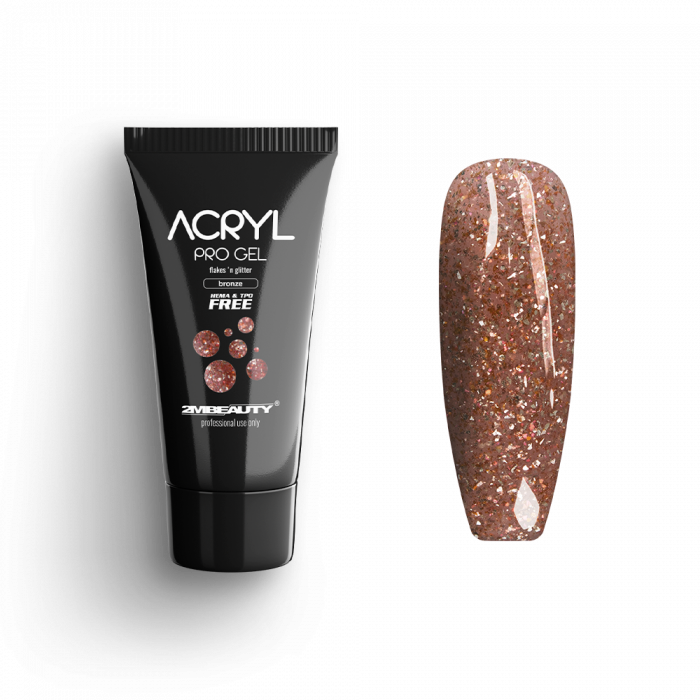 Acryl Pro Gel Flakes 'n Glitter Bronze - HEMA & TPO Mentes Akrilzselé:
Csillámokkal és dísz...