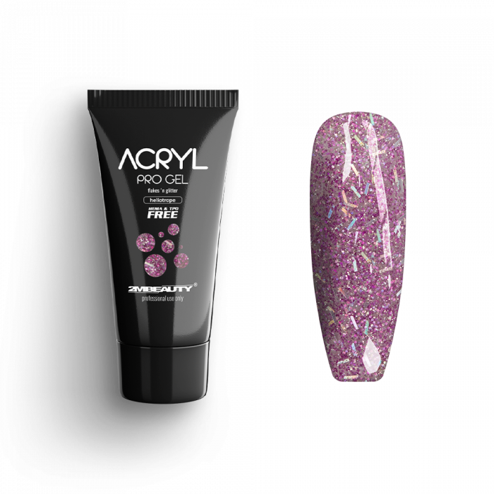 Acryl Pro Gel Flakes 'n Glitter Heliotrope - HEMA & TPO Mentes Akrilzselé:
Csillámokkal és d...