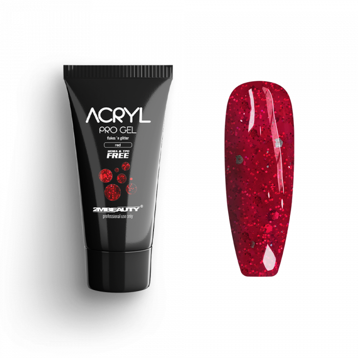 Acryl Pro Gel Flakes 'n Glitter Red - HEMA & TPO Mentes Akrilzselé:
Csillámokkal és díszít...