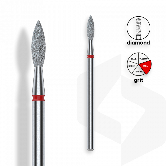 Staleks - Csiszolófej Gyémánt Hegyes Lándzsa 2,3 mm | 8 mm Piros | Finom FA11R023-8:
- manikűr...