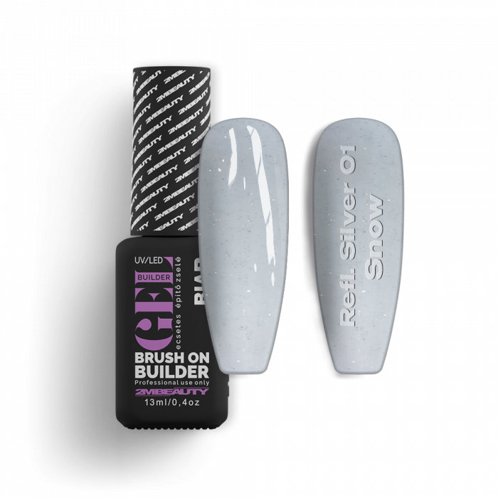 Liquid Polygel BIAB - Reflective Silver 01 - Snow - HEMA Mentes Ecsetes Építőzselé:
Tejfehér s...
