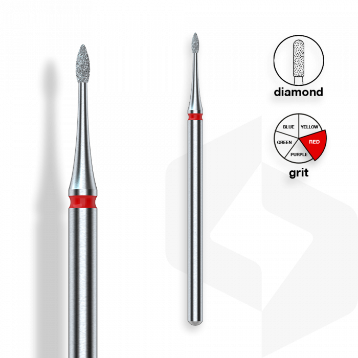 Staleks - Gyémánt Csiszolófej Mini Hegyes Lándzsa 1 mm | 3 mm Piros | Finom | FA12R010-3:
A Sta...