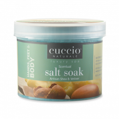 Cuccio Tengeri Sófürdő Shea Vajjal és Khus-Khus-szal - Scentual Salt Soak Artisan Shea & Vetiver
