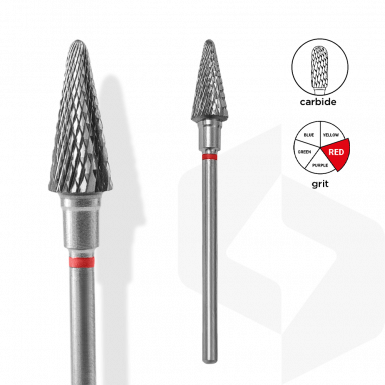 Staleks - Karbid Csiszolófej Kúp 6mm | 14mm Piros | Finom FT71R060-14