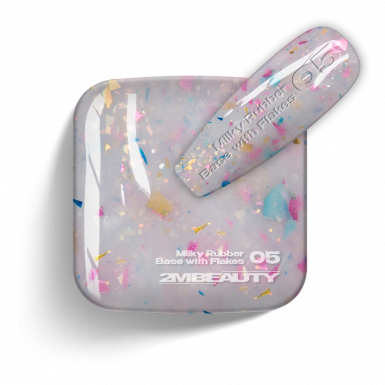 Gel Lack - Milky Rubber Base With Flakes 05 - HEMA & TPO Mentes
