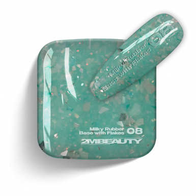 Gel Lack - Milky Rubber Base With Flakes 08 - HEMA & TPO Mentes
