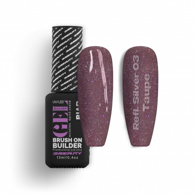 Liquid Polygel BIAB - Reflective Silver 03 - Taupe - HEMA Mentes Ecsetes Építőzselé