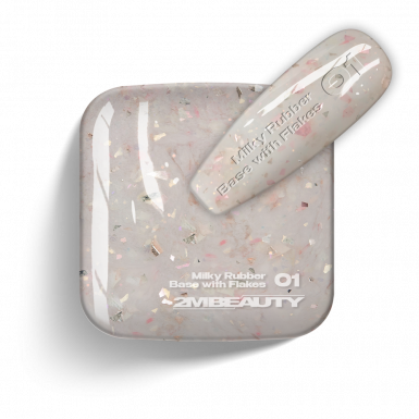 Gel Lack - Milky Rubber Base With Flakes 01 - HEMA Mentes
